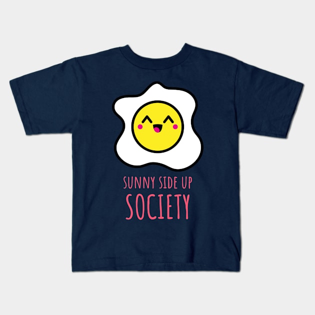 Kawaii Sunny Side Up Egg Smiley Kids T-Shirt by InkyArt